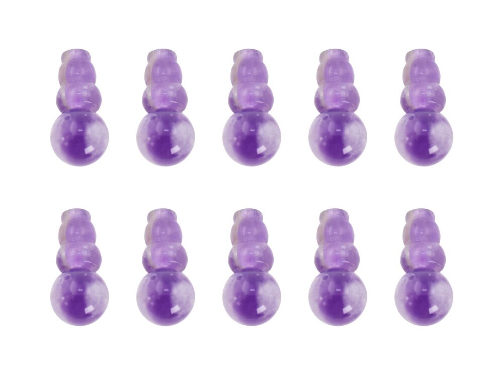 1027 Amethyst 3 Hole Guru Beads for Malas Making - 10 Sets Loose 10mm Mala